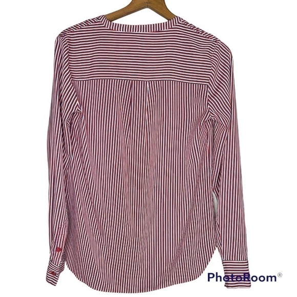 CAbi 5335 Franklin Striped Long Sleeve Spilt V Neck Blouse - Picture 4 of 14